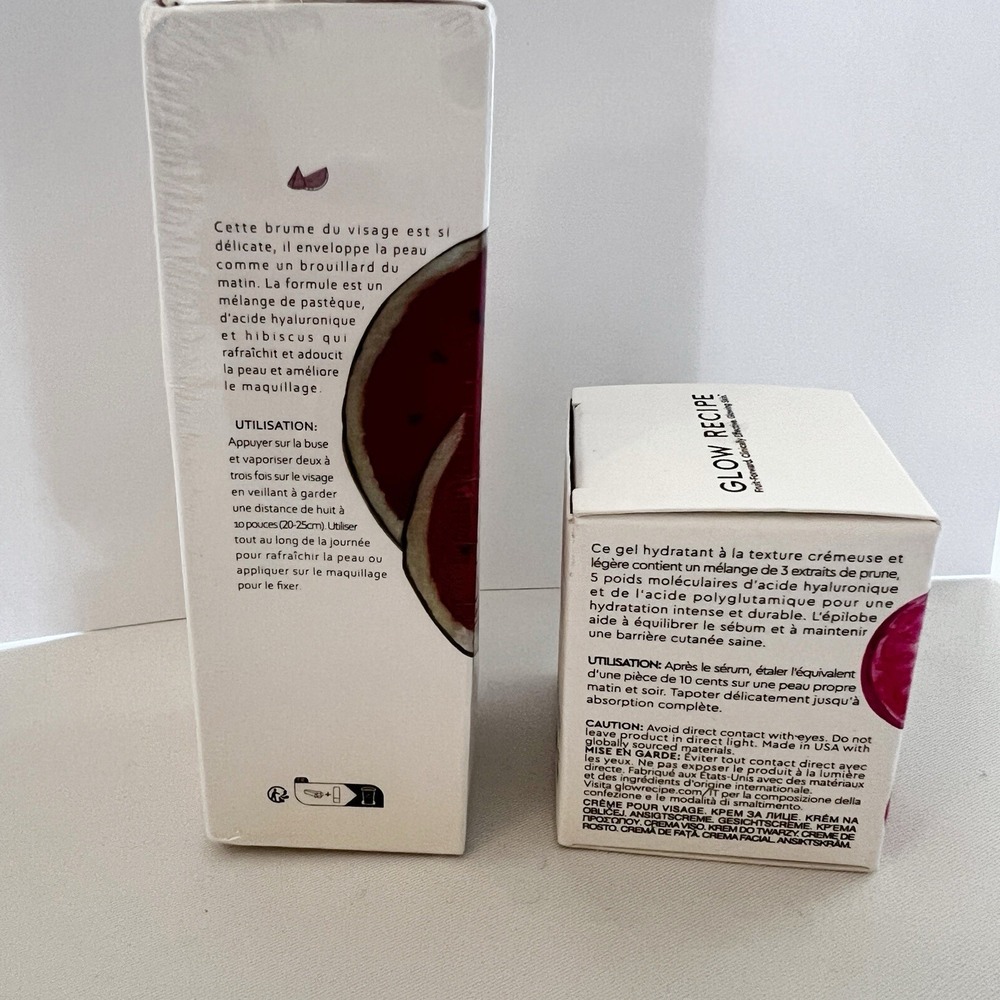 New GLOW RECIPE Watermelon Glow Mist & Plum Plump Hyaluronic Cream Bundle NIB - Picture 2 of 6